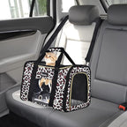 Petmolico Cat Carrier Soft-Sided Pet Bag for Small Medium Cats Puppies 16LBs - Airline Approved Pet Travel Carrier 3 Open Doors (Medium,Leopard)