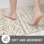 KUTA Boho Runners for Hallways 2.6x16 ft Moroccan Beige Washable Long Hall Carpet Non-Slip Vintage Soft Distressed Geometric Kitchen Runner Rug for Bedroom Laundry Living Room