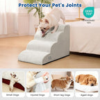 Dog Steps for Bed, 4 Step Pet Stairs for Small and Medium Dogs, Non-Slip Dog Ramp with Washable Cover, High-Density Support Foam for Easy Climbing,Light Grey