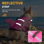 Dog Life Jacket Ripstop Dog Shark Safety Vest Adjustable Preserver with High Buoyancy and Durable Rescue Handle for Small,Medium,Large Dogs, Pink Camouflage XX-Large
