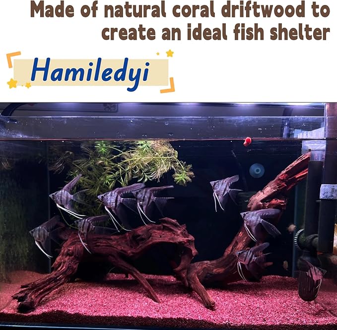 Hamiledyi Aquarium Driftwood, Natural Large 7-15in Coral Driftwood for Aquarium Decor Reptile Tank Decor Terrarium Ornament Wood Branch Trunk Stump for Fish Betta Lizard