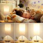 Dicoool Touch Bedside Table Lamp with USB - 3 Way Dimmable Wood Lamp for Bedroom Nightstand, Desk Lamp with Charging Station for Dorm, Office, Kids Room, Living Room