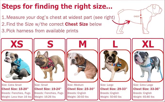 Adjustable Dog Harness– No Pull, No Choke – for English Bulldogs, French Bulldogs, Pugs & Broad-Chested Breeds – Easy, Safe Walks (Fiesta, Medium)