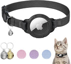 AirTag Cat Collars, Stretchy Collar with Apple AirTag Holder and Bell, Breakaway Ultra Design Elastic GPS Tracking Collars for Cats and Puppies, (7.5-12.5 Inch), Black