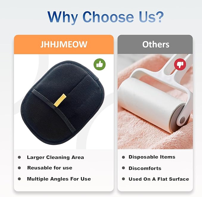 2 Pcs Pet Hair Removal Glove with Cat Comb,Reusable Electrostatic Pet Cat Dog Hair Remover Grooming Gloves Brush Tool for Couch,Furniture,Carpet,Car Seat