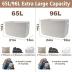 Woven Blanket Basket,65L Large Storage Bin for Blankets Toys Clothes,Decorative Rope Basket for Living Room Bedroom with Handles, White