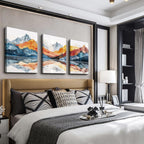 TTHYUEWS Abstract Wall Art for Living Room Canvas Wall Decor for Bedroom Office Decoration Wall Pictures Ink Mountain Landscapes Wall Paintings Artwork Modern Room Home Decor Ready To Hang 3 Piece