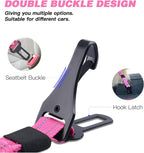 AUBELL Dog Seat Belt for Car,Updated 3-in-1 Adjustable Reflective Bungee Heavy Duty Dog Car Harness Tether with Clip Hook Latch & Buckle,Swivel Zinc Alloy Carabiner,Hotpink
