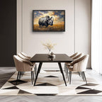 Rhino Large Wall Art Rustic Cool Wild Animal Rhinoceros Pictures Sunset Field Landscape Wall Decor Canvas Print Painting Artwork for Bathroom Living Room Bedroom 36L" x 24W"
