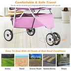 BestPet 3 Wheels Pet Dog Stroller Cat Cage Jogger Stroller Cats Travel Folding Carrier Waterproof with Cup Holder & Removable Liner,Pink