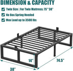Twin Bed Frames Platform, 14 Inch High 3500 lbs Heavy Duty Metal Platform, Mattress Foundation with Steel Slat Support/No Box Spring Needed/Noise Free/Non-Slip/Easy Assembly