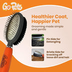 GoPets Double-Sided Pin & Bristle Brush, Dog & Cat Grooming Brush for Detangling, Shedding Control, Fur & Dirt Removal, Smooth & Efficient Pet Grooming for Healthy Coat, Comfortable Ergonomic Handle