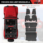 Cargo Mat Floor Liner Compatible with 2018-2025 Jeep Wrangler JL Unlimited 4 Door, Seat Back Cover Cargo Liner Rear Floor Mat for 2024 Jeep Wrangler JL/JLU Accessories