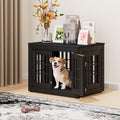 32" Heavy Duty Dog Crate Furniture for Small,Medium and Large Dogs,Rustic Wooden Dog Cage Kennel Indoor Furniture with Waterproof Top,Decorative Pet House Side End Table (Black)