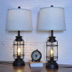Table Lamps Set of 2 with USB Port 3 Way Dimmable Touch Lamps 28.5" Tall Rustic Industrial Living Room Lamps for Bedroom Bedside Office 4 Bulbs Included