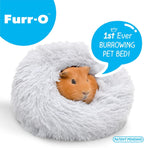 Paw Inspired Furr-O Burrowing Pet Bed with Zip-On Spandex and Fleece Bottoms for Guinea Pigs and Other Small Animals, Cozy Carrier, Hideout Enrichment Toy, Cage Accessories (Light Gray)