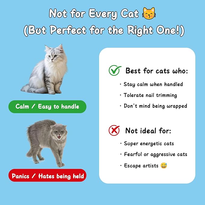 Cinf Cat Nail Clipping Cleaning Grooming Restraint Bag No Scratching Biting for Bathing Nail Trimming Injecting Examining(Orange,M)