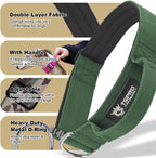 TSPRO Premium Dog Collars Tactical Dog Collar with Handle and Heavy Duty Quick-Release Metal Buckle Durable Thick and Adjustable for Medium to Large Dogs (Gradient Multi-Colored L)