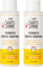 Skout's Honor Probiotic Cat Shampoo & Conditioner with Avocado Oil & Omega-3s, 97% Natural, Paraben & Sulfate-Free, Cruelty-Free, 16oz, Honeysuckle, 2-Pack