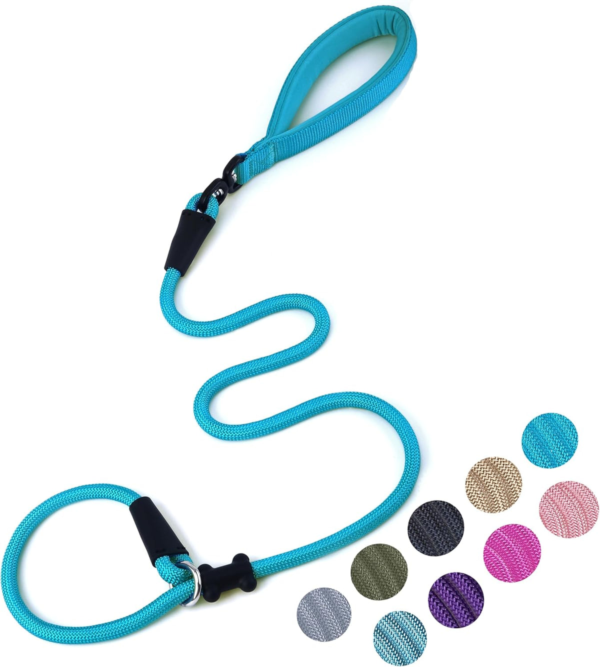Slip Lead Dog Leash，Strong Nylon Rope Leash and Padded Handle,No Pull Outdoor Walking Training Lead for Small Medium Large Dogs(Blue,1/2"×4ft)