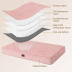 EHEYCIGA Orthopedic XL Dog Beds for Extra Large Dogs with Removable Washable Cover for Crate, Pink, 41x27