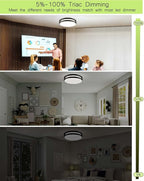 LED Flush Mount Ceiling Light Fixture - 13inch 40W[500W Equiv] 4000lm Dimmable Kitchen Light Fixtures, 3000K/4000K/5000K Black Ceiling Lamps for Bedroom, Bathroom, Hallway, Laundry, Stairwell-2Pack