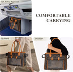 Minsong Fashion Pet Carrier Purse for Small Cat and Dog, Luxury Pu Soft-Sided Tote Bag with Large Pockets for Dogs and Puppies (Coffee, 15.8" L x 7.5" W x 11.8" H)