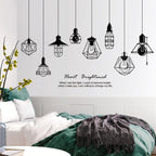 Removable 8pcs Hanging Black Vinyl Chandeliers Wall Sticker Quotes Heart Brightened Wall Decal DIY Peel and Stick Decor for Kids Boys and Girls Bedroom Living Room Studyroom Playroom Classroom