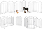 BHG Metal No-Assembly Freestanding Dog Gate with Door Walk Through, Extra Wide 144", Extra Tall 32" Pet Gate, Accordion Puppy Folding Playpen Dog Fence, with 2PCS Support (White, 6 panesl)