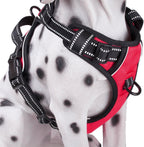 PoyPet No Pull Dog Harness, Reflective Comfortable Vest Harness with Front & Back 2 Leash Attachments and Easy Control Handle Adjustable Soft Padded Pet Vest for Small to Large Dogs (Red,XL)