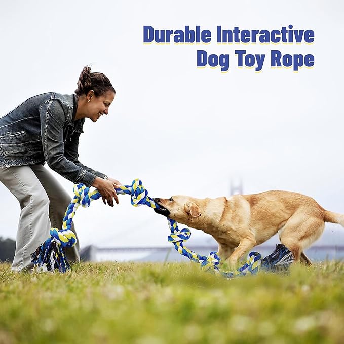 Giant Rope Toys for Large Dogs - 42In 6-Knots Indestructible Toy for Aggressive Chewers, Heavy Duty Chew Toys, Interactive Tug Toy, Durable for Medium Large Breeds