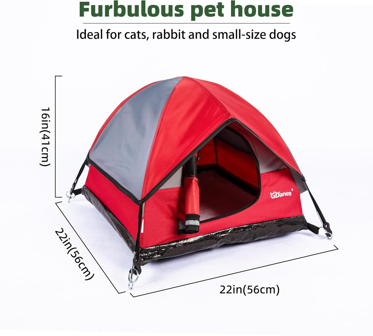 GDanes Cat House Portable Indoor/Outdoor Red Cat Tent for Cats and Small Dogs with Soft Pad
