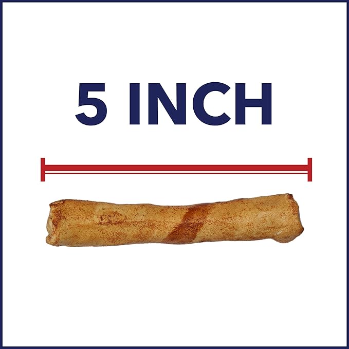 Pet Factory 100% Made in USA Beefhide 5" Chip Rolls Dog Chew Treats - Beef & Chicken Flavor, 20 Count/1 Pack