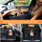 Vivifying Dog Car Seat for Small & Medium Dogs, Detachable & Washable Booster Seat for Pets Up to 30lbs, Travel Bed with Storage Pockets and Safety Belt – Black