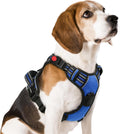 rabbitgoo Dog Harness Medium Sized, No Pull Pet Harness with 3 Buckles, Adjustable Soft Padded Vest with Control Handle, Walking Reflective Pet Vest for Medium Dogs, Blue, M