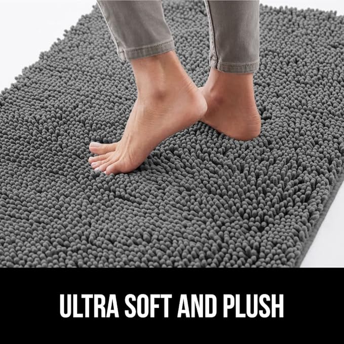 GORILLA GRIP SoakSTOPPER Dog Door Mat, Machine Washable Rug Absorbent Doormat Captures Moisture Mud Dirt, Quick Dry Soft Chenille Entryway Rugs Indoor Entrance Mats for Dog Paws, 24x17 Grey