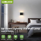 Indoor Outdoor Wall Light, 5%-100% Dimmable, 5 Color Temperature Selectable (2700K-5000K), Modern Wall Sconce for Living Room Porch, IP65 Waterproof, 120-277V, CRI90+, ETL FCC Certified