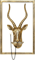 Animal Heads Wall Decor (Includes Metal Frame) Resin Animals Sculptures Head Wall Hanging Decoration Gold vintage Wall Sculpture for Living Room Bedroom Office(Antelope)