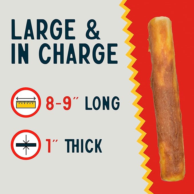 Canine Chews 8-9" Chicken Coated Dog Rawhide Retriever Rolls (15 Pack) - Chicken Rawhide Bones for Large Dogs - 100% USA-Sourced Chicken Coated Dog Rawhide Chews - Healthy Dog Dental Chew Rawhides
