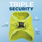Best Pet Supplies Voyager Step-in Air Harness - All Weather Mesh, Reflective, No Pull Harness for Dogs, Cats - Secure with Hook & Loop Fastener, Buckle, Double D-Rings - Lime Green, S