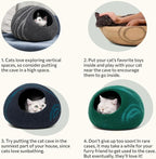MEOWFIA Cat Cave – Premium Felt Cat Bed for Indoor Cats, Handmade 100% Merino Wool (Light Grey, Medium)