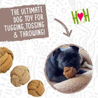 HuggleHounds Huggle-Hide Knotted Bone - Leather Dog Toys for Aggressive Chewers, Interactive for Small or Large Breeds, Tough & Durable - Knotted Leather Ball, Large