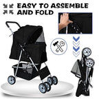 Dog Stroller for Small Dogs,Pet Stroller Strolling Cart 4 Wheels Folding Pet Gear Lightweight Waterproof with Storage Basket for Puppy Small Medium Dogs Cats for Travel,Black