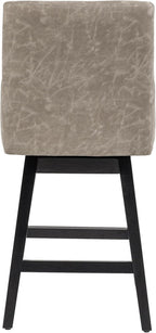 Bar Stool, PU Leather Barstool, 26 Inch Upholstered Counter Stools with 14.2" High Back and Footrest, Swivel Counter Height Barstools for Kitchen Island Home Bar Greige