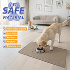 Large Dog Mats for Food and Water, 32"x24" Waterproof Pet Food Mats for Floor Nonslip Silicone Bowl Mats with Raised Edges