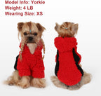 YIKEYO Dog Hoodie Pet Clothes Sweater with Hat Soft and Warm Cold Weather for Small Patchwork Hood(Red, Medium)