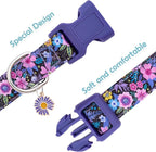 Faygarsle Cotton Dog Collar Cute Dog Collars for Small Medium Large Dogs Purple Floral Colored Options Soft and Fancy Pet Collars for Girls Flower Pattern for Girl Dog Collar XS