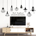 Removable 8pcs Hanging Black Vinyl Chandeliers Wall Sticker Quotes Heart Brightened Wall Decal DIY Peel and Stick Decor for Kids Boys and Girls Bedroom Living Room Studyroom Playroom Classroom