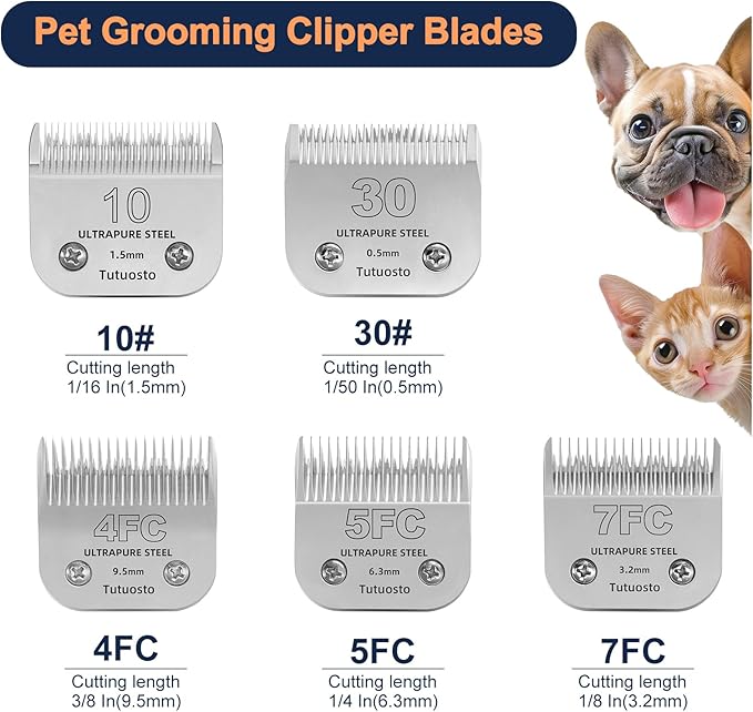 10# Clipper Blades Pet Grooming Clipper Replacement Blades Detachable Blade Compatible with andis/wahl/Oster Dog Clippers 3PCS