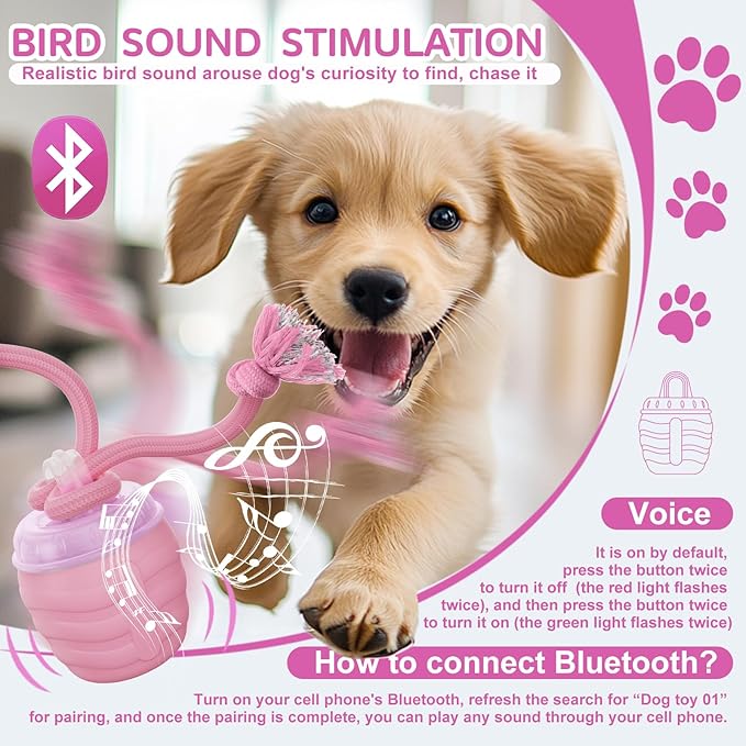 Interactive Dog Toys, [2025 Newly Upgraded] Interactive Dog Ball for Small Dogs, Automatic Moving Dogs Toy Wicked Ball for Boredom & Training, Play Music, USB Rechargeable(Pink)